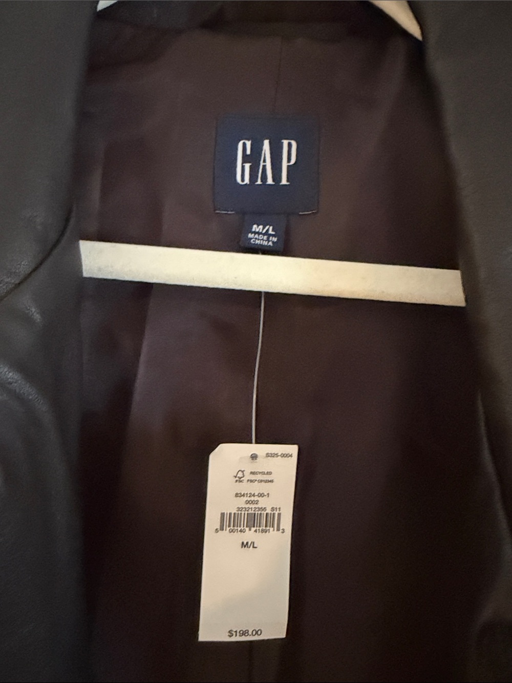 GAP Women's Brown Faux Leather Swing Jacket BNWT - Sz M/L - Picture 3 of 4